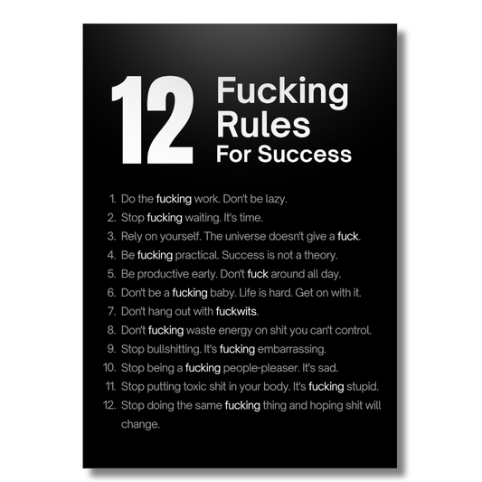 12 Fucking Rules For Success canvas print, frameless
