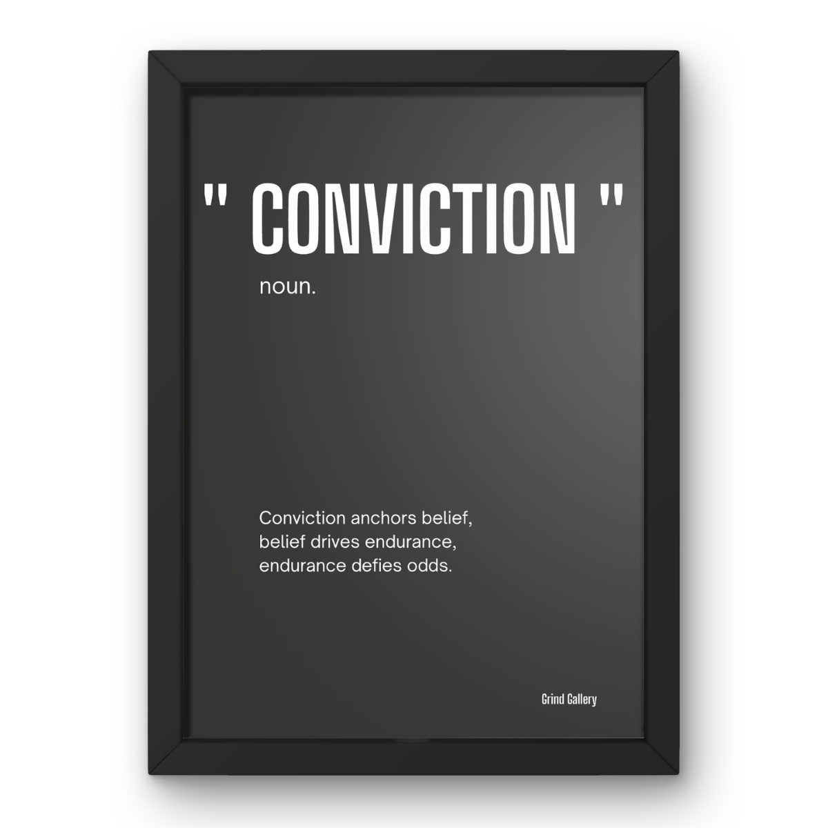 Conviction noun. canvas print, framed